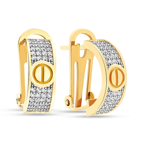 Сережки из желтого золота с фианитами (арт. 104934ж) – изображение 1