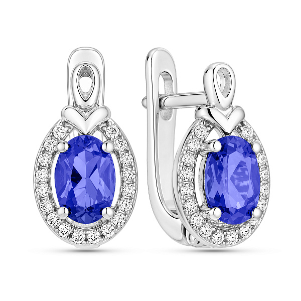 Серебряные серьги с танзанитом (арт. 7502/10604Тзнф) – изображение 1