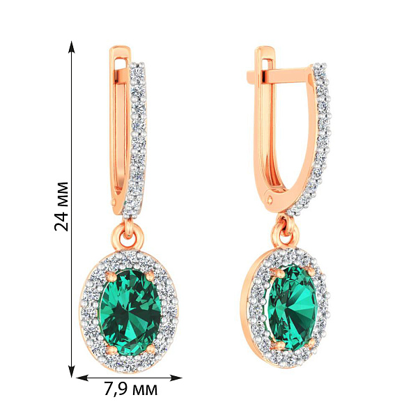 Сережки из золота с зеленым кварцем (арт. 111159Пз) – изображение 2