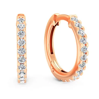 Золоті сережки-кільця з діамантами  (арт. С011362030)