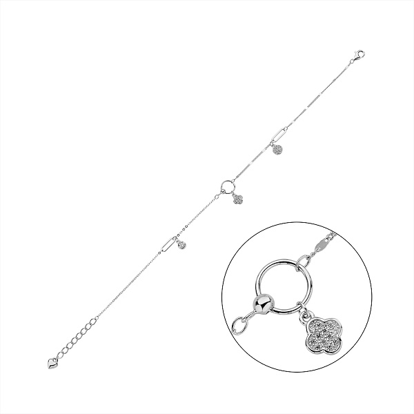 Серебряный браслет Клевер с фианитами (арт. 7509/4931) – изображение 1