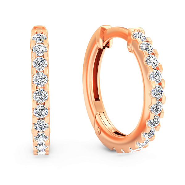 Золотые серьги-кольца с бриллиантами  (арт. С011362030) – изображение 1