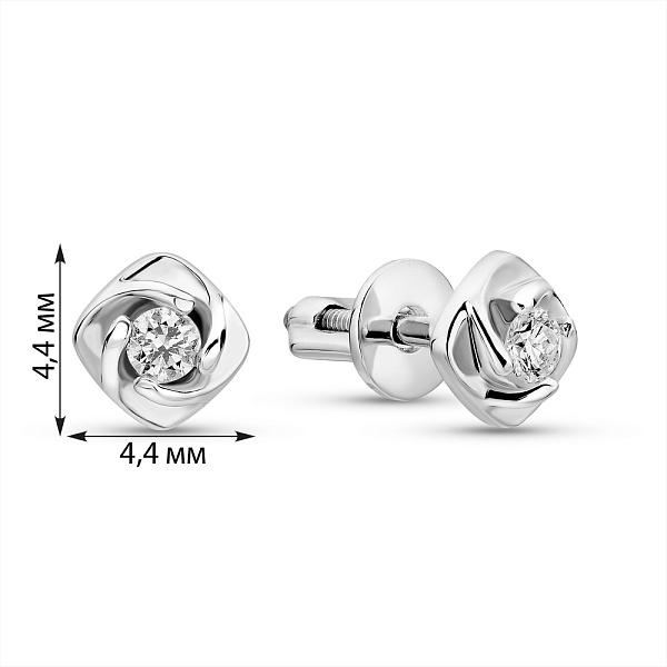 Золотые серьги пусеты с бриллиантом (арт. Т011023010б) – изображение 3