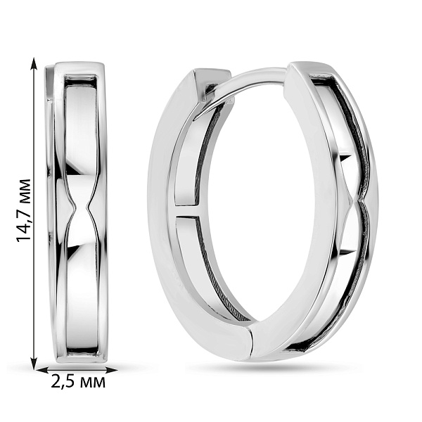 Серьги-кольца из белого золота (арт. 105016/15б) – изображение 4