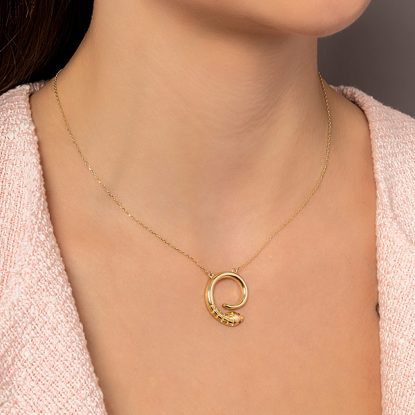 Золотое колье Змея с розовыми фианитами (арт. 352971жмлн) – изображение 3