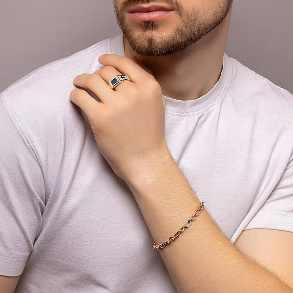 Золотий перстень з оніксом (арт. 180535кбо) – зображення 3