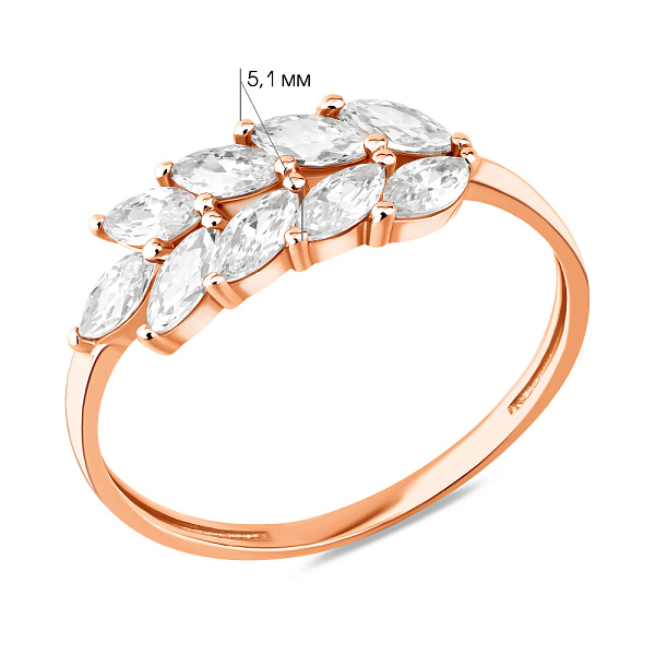 Золота каблучка Колосок з фіанітами (арт. 141288) – зображення 5