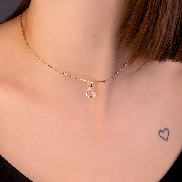 Підвіска з золота Сердечко з діамантом (арт. П011148) – зображення 2