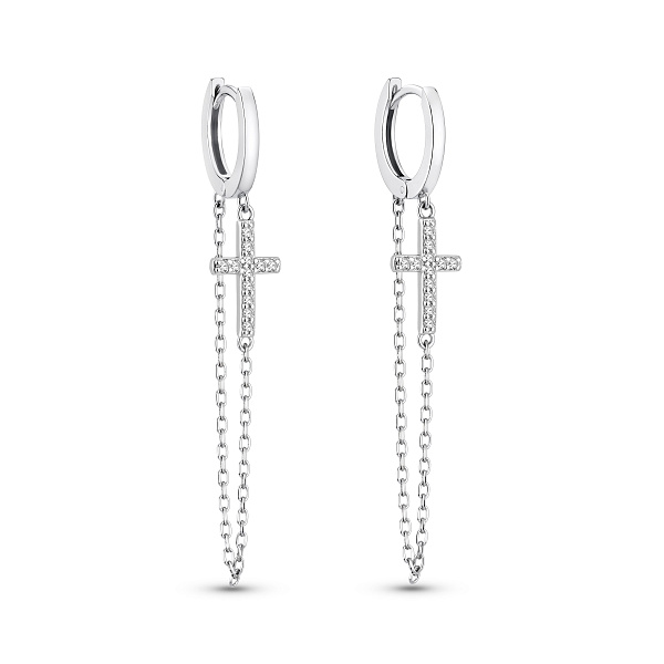 Длинные серебряные серьги Крестики (арт. 7502/10532/10) – изображение 1