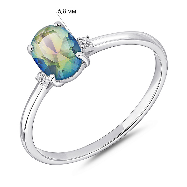 Срібна каблучка з топазом і фіанітами (арт. 7501/2190295Пмст) – зображення 2