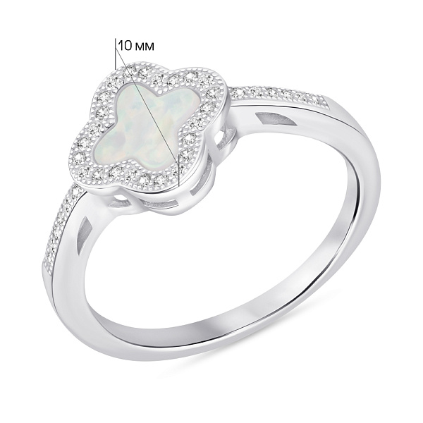 Серебряное кольцо Клевер с опалом (арт. 7501/8380/10Поб) – изображение 2