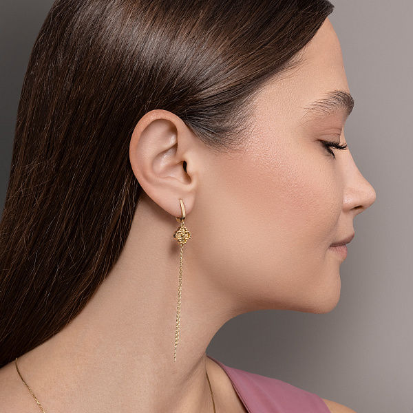 Серьги-подвески из желтого золота (арт. 109687/10жа) – изображение 3