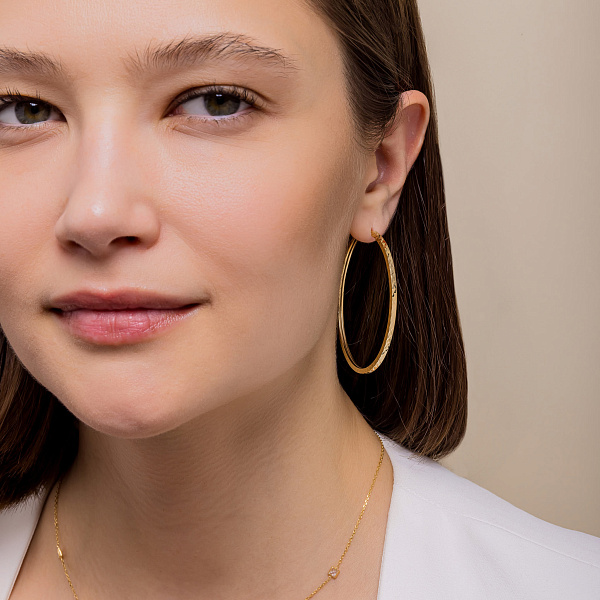 Большие серьги-кольца из желтого золота (арт. 122104/55ж) – изображение 2