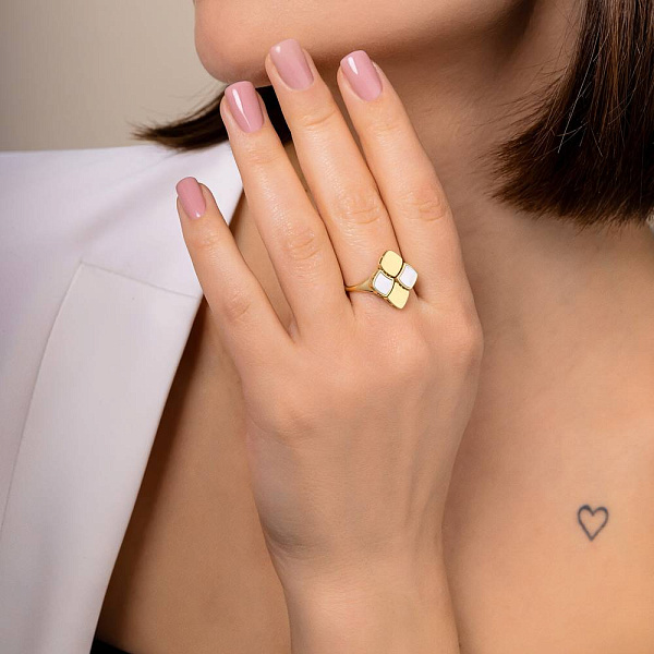 Золота каблучка Francelli з петрамутром (арт. 156246жп) – зображення 2