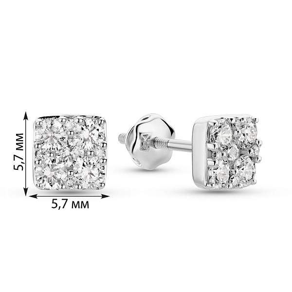 Сережки з білого золота з діамантами (арт. С341459070б) – зображення 4