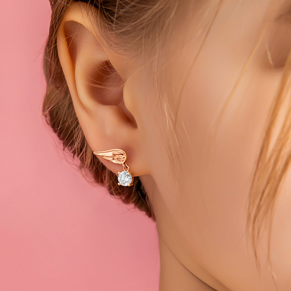 Золоті сережки Крила з фіанітами (арт. 1101065) – зображення 3