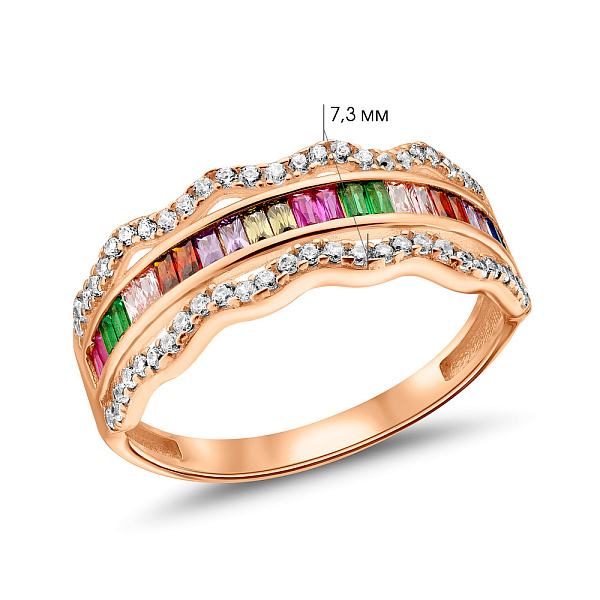 Золота каблучка з фіанітами (арт. 156424цв) – зображення 4