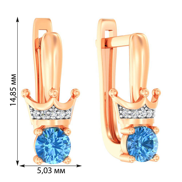 Сережки дитячі з червоного золота з фіанітами (арт. 110817г) – зображення 4