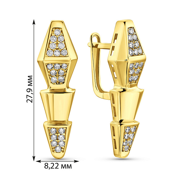 Сережки з жовтого золота з фіанітами (арт. 1091460ж) – зображення 4