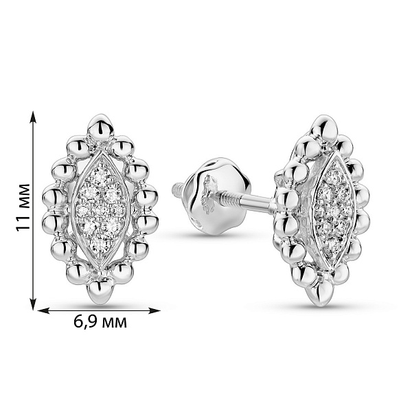 Серьги-пусеты из белого золота с бриллиантами (арт. С341485010б) – изображение 3