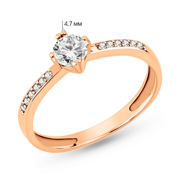 Кольцо из красного золота с фианитами (арт. 1107246101) – изображение 2