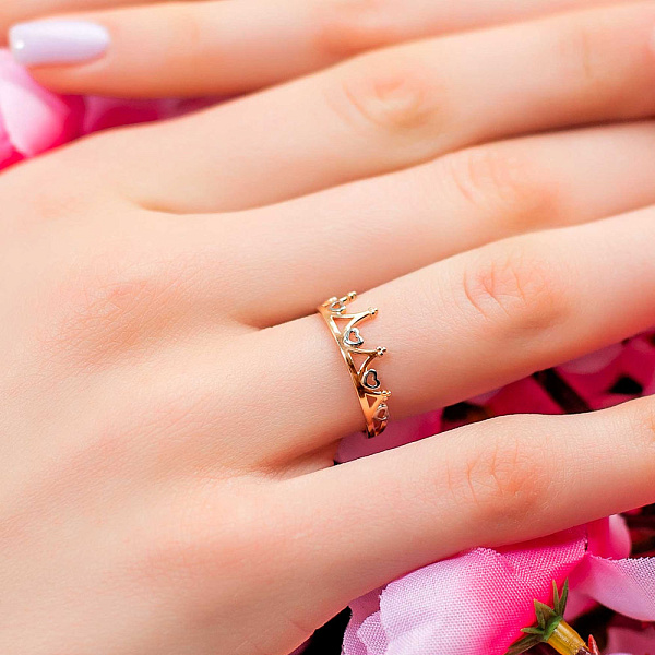 Кольцо Корона из комбинированного золота (арт. 140815) – изображение 2