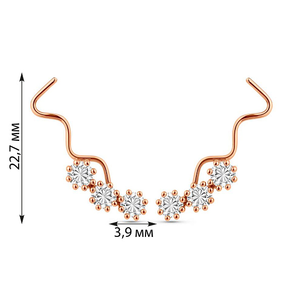 Золотые серьги каффы с фианитами (арт. 110198) – изображение 2