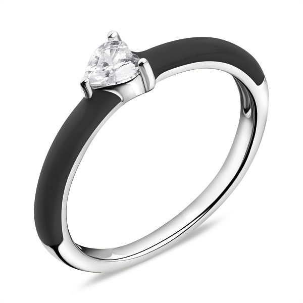 Срібна каблучка з фіанітом і емаллю (арт. 7501/5737еч) – зображення 1