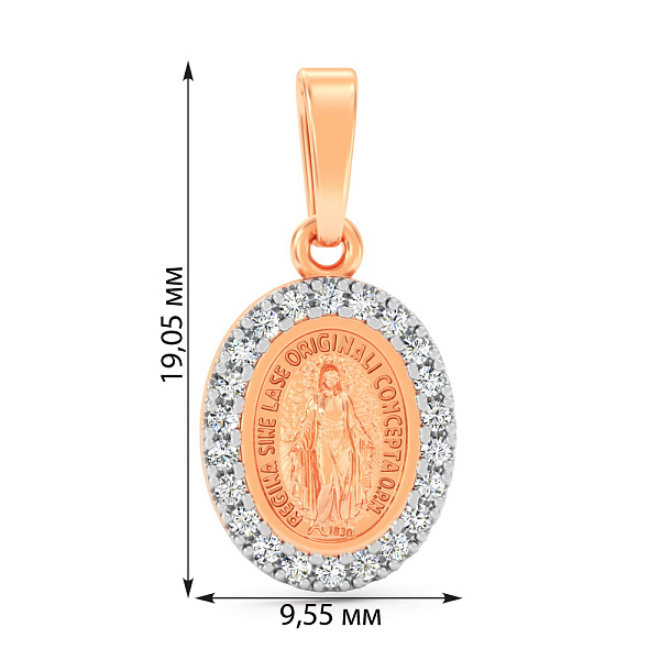 Золотая ладанка Дева Мария с фианитами (арт. 440911) – изображение 2