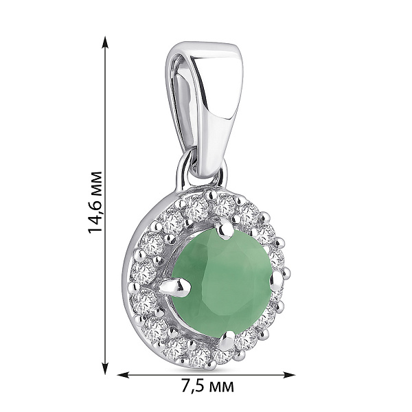 Серебряный подвес с изумрудом и фианитами (арт. 7503/1911082Изм) – изображение 2