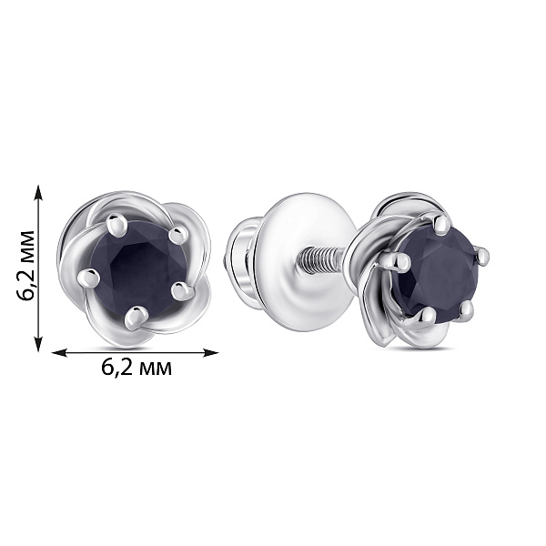 Серебряные серьги-пусеты с сапфиром (арт. 7518/2058793Спс) – изображение 2