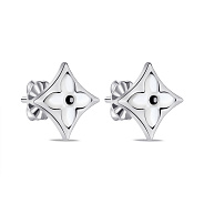 Фото Серебряные серьги-пусеты с перламутром (арт. 7518/5094п)