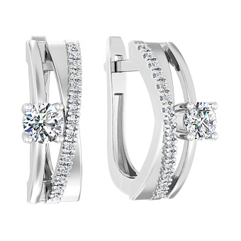 Фото Сережки з білого золота з фіанітами (арт. 111101б)