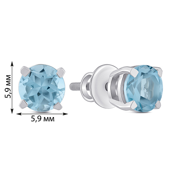 Серебряные серьги-пусеты с топазом (арт. 7518/2194330Птг) – изображение 2