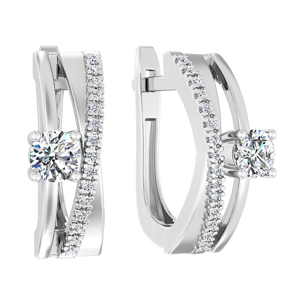 Сережки золоті Синергія в білому кольорі металу (арт. 111101б) – зображення 1