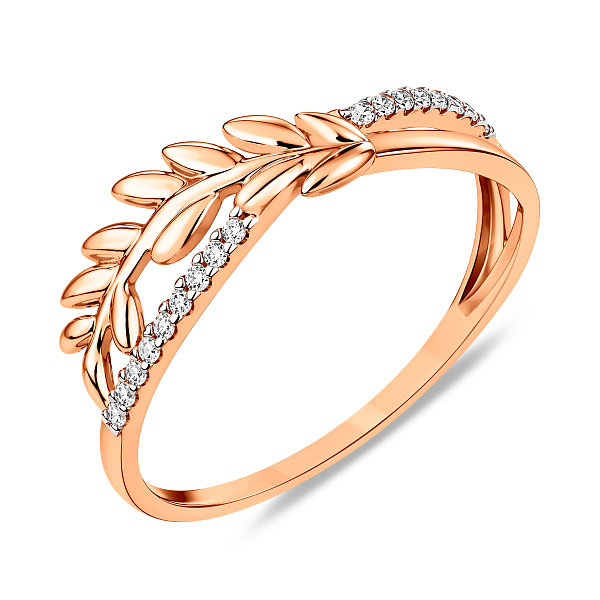 Золота каблучка Колосок з фіанітами (арт. 1401048) – зображення 3