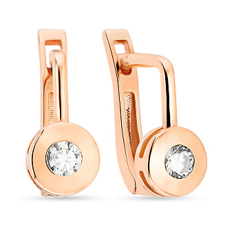 Серьги для детей из красного золота с фианитами (арт. 107729)