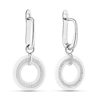 Серебряные серьги с фианитами и керамикой (арт. 7502/1908877кмб)