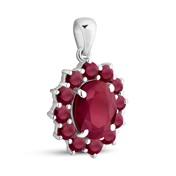 Серебряный кулон Цветок с рубинами (арт. 7503/2150602Р) – изображение 1