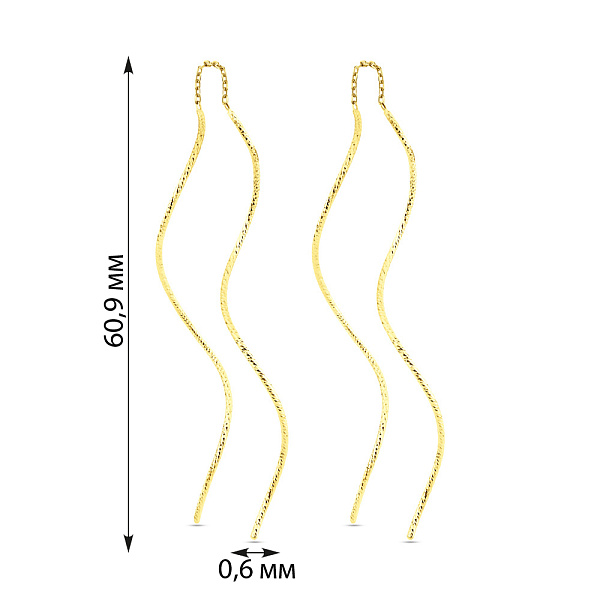 Серьги-протяжки из желтого золота (арт. 1101014ж) – изображение 2