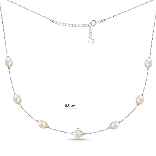 Серебряное колье с жемчугом (арт. 7507/2689жб) – изображение 2