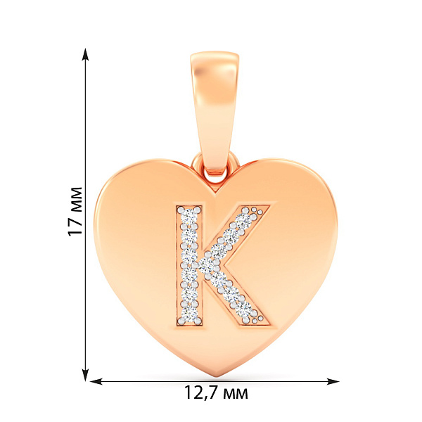 Золотая подвеска Буква К с фианитами (арт. 440985) – изображение 2