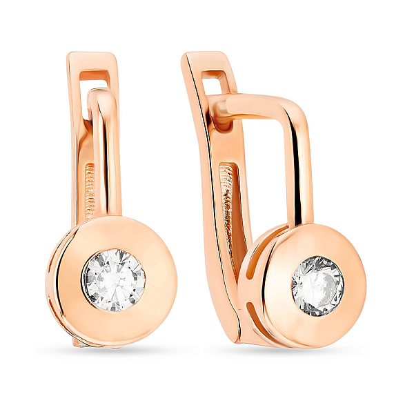 Сережки для дітей з червоного золота з фіанітами (арт. 107729) – зображення 1