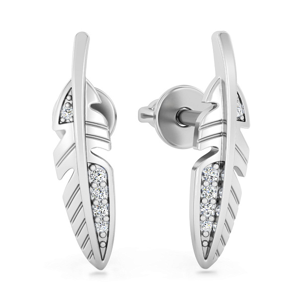 Золотые серьги-пусеты Перо (арт. 110638б) – изображение 1