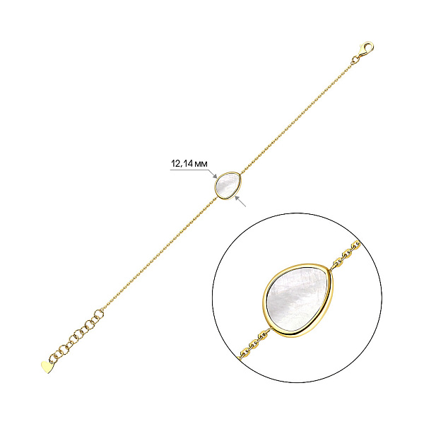 Золотий браслет Diva з перламутром (арт. 324760жп) – зображення 5