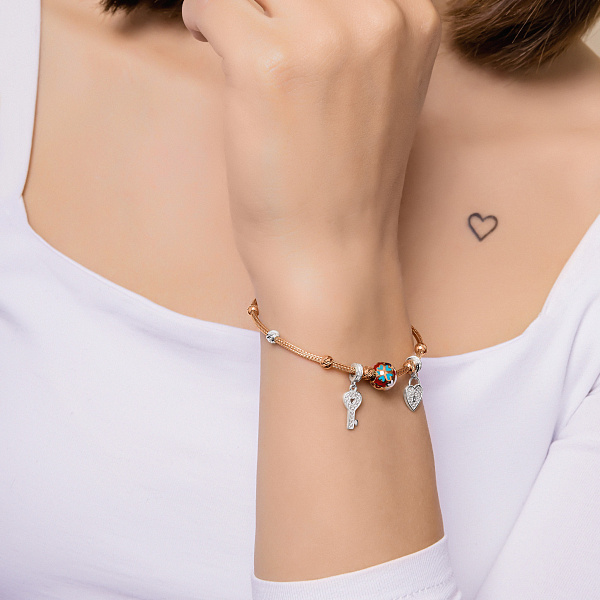 Золотий браслет з емаллю і фіанітами (арт. 325297кбецвП2) – зображення 3