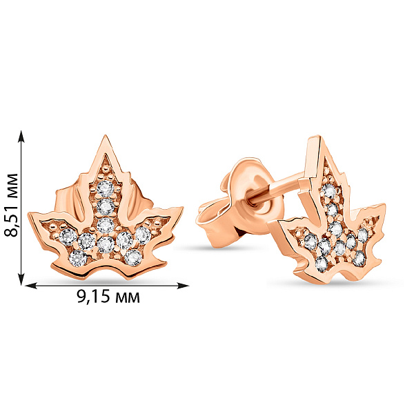 Серьги-пусеты золотые с россыпью фианитов (арт. 108754) – изображение 2