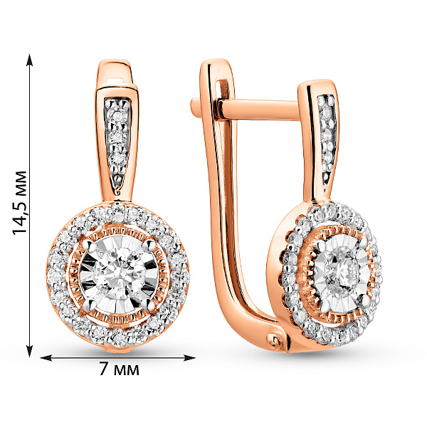 Серьги из красного золота с бриллиантами (арт. С011244030) – изображение 2
