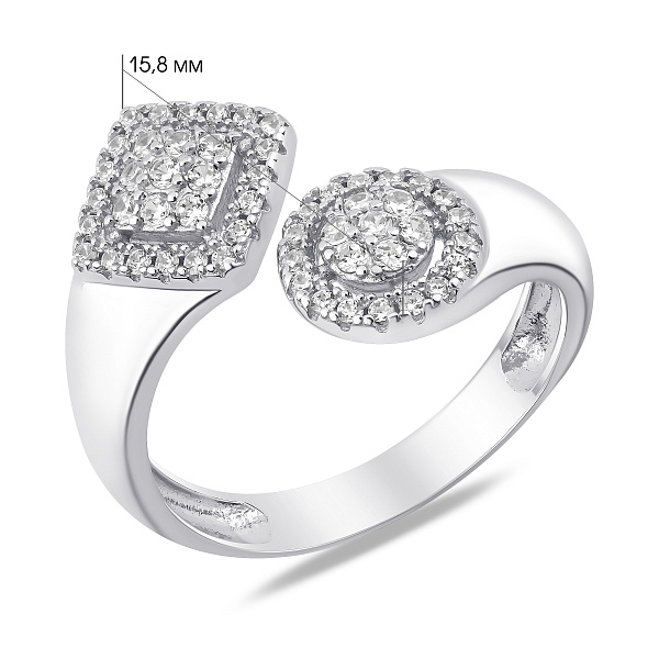 Серебряное незамкнутое кольцо с фианитами (арт. 7501/8450) – изображение 2