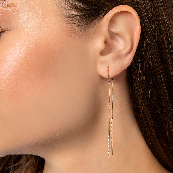 Довгі золоті сережки-протяжки (арт. 110657/1) – зображення 2